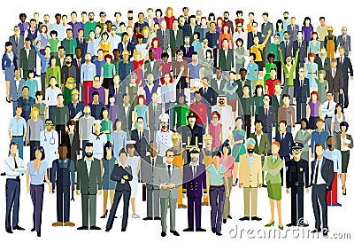 Crowd in the community, coworkers and friends Vector Illustration